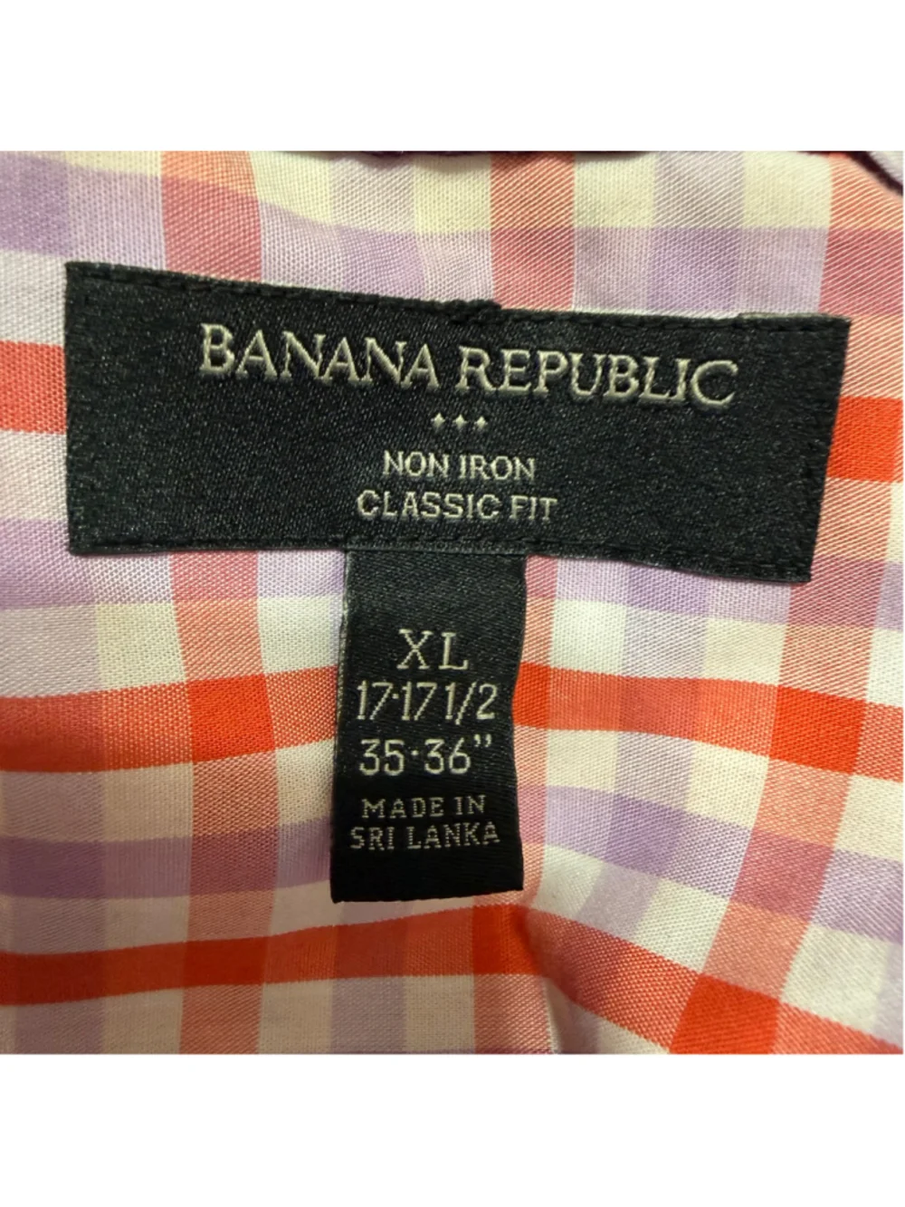 Banana Republic Non-Iron Classic Fit Plaid Button Front Shirt XL 17-17.5 35-36 C
